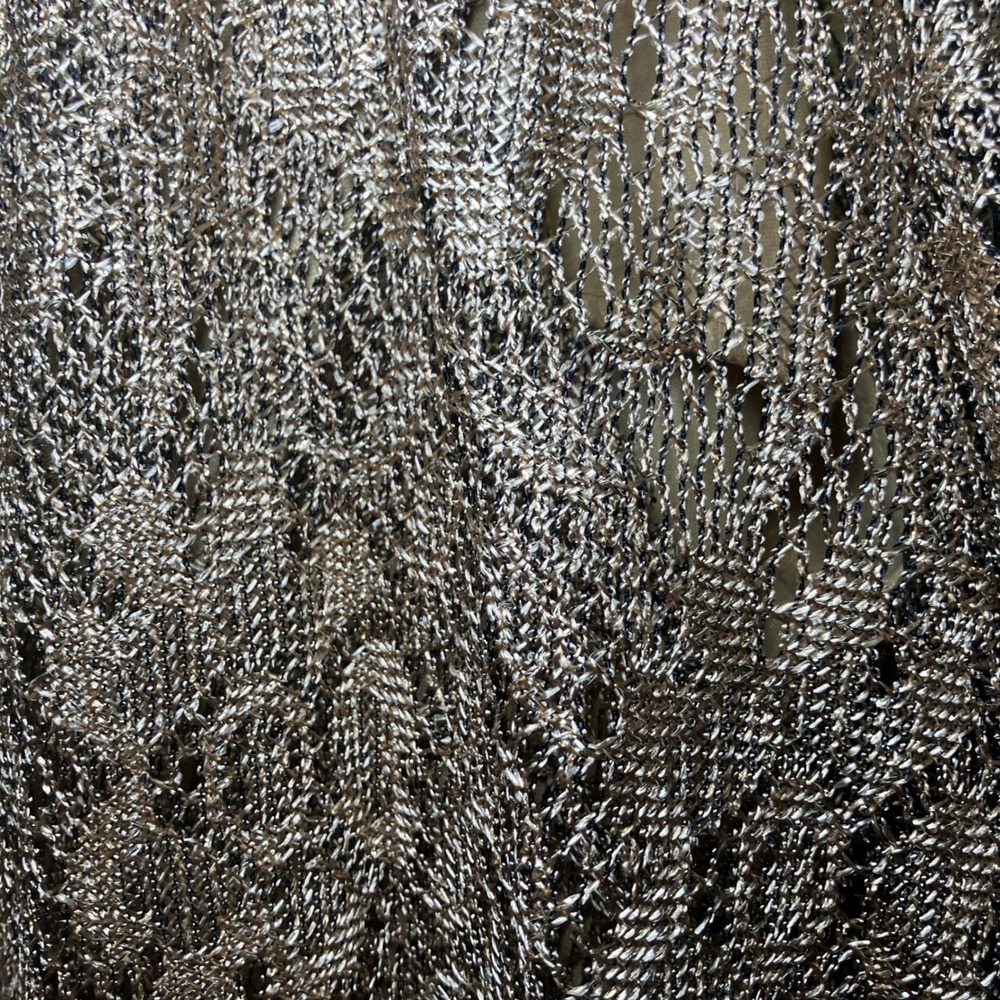 Positive Attitude Cardigan Set Women 14 Gold Metallic Crochet 2pc Vintage - Picture 4 of 10